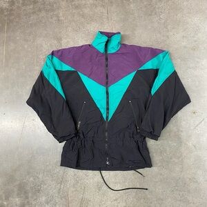 Vintage Triplon Colorblock Ski Jacket Purple Teal Black Made in Canada Womens S